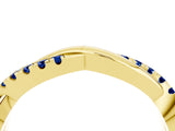 Yellow gold Round Blue Sapphire Twisted Infinity Band with Prong Setting_10