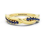 Yellow gold Round Blue Sapphire Twisted Infinity Band with Prong Setting_6