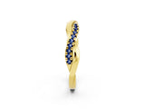 Yellow gold Round Blue Sapphire Twisted Infinity Band with Prong Setting_8