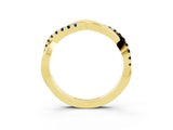 Yellow gold Round Blue Sapphire Twisted Infinity Band with Prong Setting_9