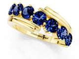 Yellow gold Round Blue Sapphire Wave Band with Channel and Shared Prong Setting_19
