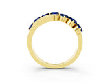 Yellow gold Round Blue Sapphire Wave Band with Channel and Shared Prong Setting_21