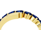Yellow gold Round Blue Sapphire Wave Band with Channel and Shared Prong Setting_22