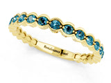 Yellow gold Round Blue Topaz Bezel Set Eternity Band_8