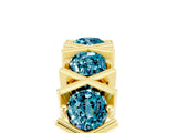 Yellow gold Round Blue Topaz Channel Set Band with X-Prong Detail_11