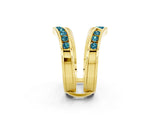 Yellow gold Round Blue Topaz Channel-Set Chevron Band_8