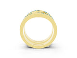 Yellow gold Round Blue Topaz Channel-Set Chevron Band_9