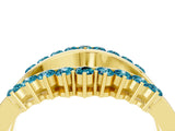 Yellow gold Round Blue Topaz Chevron Contour Band with Prong Setting_10
