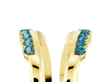 Yellow gold Round Blue Topaz Chevron Contour Band with Prong Setting_11
