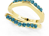 Yellow gold Round Blue Topaz Chevron Contour Band with Prong Setting_7