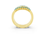 Yellow gold Round Blue Topaz Chevron Contour Band with Prong Setting_9