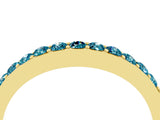 Yellow gold Round Blue Topaz Curved Wedding Band with Channel Setting_10