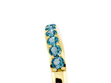 Yellow gold Round Blue Topaz Curved Wedding Band with Channel Setting_11
