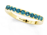 Yellow gold Round Blue Topaz Curved Wedding Band with Channel Setting_7