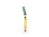 Yellow gold Round Blue Topaz Curved Wedding Band with Channel Setting_8