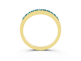 Yellow gold Round Blue Topaz Curved Wedding Band with Channel Setting_9