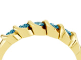 Yellow gold Round Blue Topaz Eternity Band with Twist Prong Setting_10