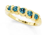 Yellow gold Round Blue Topaz Eternity Band with Twist Prong Setting_7