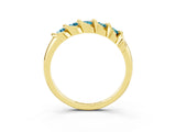 Yellow gold Round Blue Topaz Eternity Band with Twist Prong Setting_9