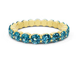 Yellow gold Round Blue Topaz Eternity Band with U-Prong Setting_30