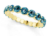 Yellow gold Round Blue Topaz Eternity Band with U-Prong Setting_31
