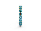 Yellow gold Round Blue Topaz Eternity Band with U-Prong Setting_32