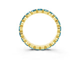 Yellow gold Round Blue Topaz Eternity Band with U-Prong Setting_33