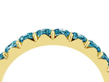 Yellow gold Round Blue Topaz Half Eternity Band with Classic Prong Setting_10