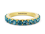 Yellow gold Round Blue Topaz Half Eternity Band with Classic Prong Setting_6