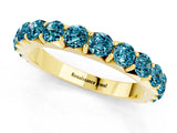 Yellow gold Round Blue Topaz Half Eternity Band with Classic Prong Setting_7