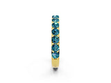 Yellow gold Round Blue Topaz Half Eternity Band with Classic Prong Setting_8