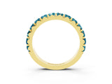 Yellow gold Round Blue Topaz Half Eternity Band with Classic Prong Setting_9