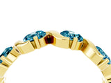 Yellow gold Round Blue Topaz Half Eternity Band with Wave Prong Setting_10
