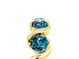 Yellow gold Round Blue Topaz Half Eternity Band with Wave Prong Setting_11