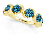 Yellow gold Round Blue Topaz Half Eternity Band with Wave Prong Setting_7