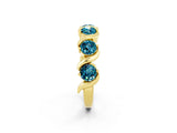 Yellow gold Round Blue Topaz Half Eternity Band with Wave Prong Setting_8