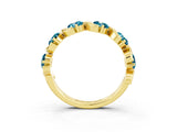 Yellow gold Round Blue Topaz Half Eternity Band with Wave Prong Setting_9