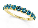 Yellow gold Round Blue Topaz Half-Eternity Prong-Set Band_7
