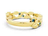 Yellow gold Round Blue Topaz Leaf Eternity Band with Bezel Setting_36