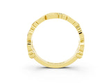 Yellow gold Round Blue Topaz Leaf Eternity Band with Bezel Setting_39