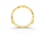 Yellow gold Round Blue Topaz Leaf Eternity Band with Bezel Setting_45