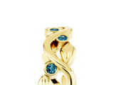 Yellow gold Round Blue Topaz Leaf Eternity Band with Bezel Setting_47
