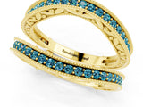 Yellow gold Round Blue Topaz Milgrain Eternity Band with Channel Setting_19