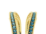 Yellow gold Round Blue Topaz Milgrain Eternity Band with Channel Setting_23