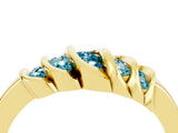 Yellow gold Round Blue Topaz Multi-Row Crossover Band_10
