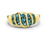 Yellow gold Round Blue Topaz Multi-Row Crossover Band_6