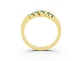 Yellow gold Round Blue Topaz Multi-Row Crossover Band_9
