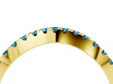 Yellow gold Round Blue Topaz Pavé Curved Band with Shared Prong Setting_10