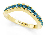 Yellow gold Round Blue Topaz Pavé Curved Band with Shared Prong Setting_7