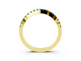 Yellow gold Round Blue Topaz Pavé Curved Band with Shared Prong Setting_9